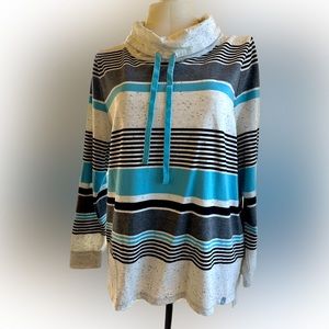 T by Talbot Long Sleeve, Funnel Neck, Striped Tunic Size L